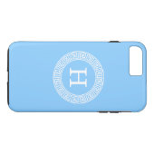 Sky Blue Wht Grieks Sleutel Rnd Lijst Initiaal Mon Case-Mate iPhone Case (Achterkant (Horizontaal))