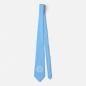 Sky Blue Wht Grieks Sleutel Rnd Lijst Initiaal Mon Stropdas (Voorkant)