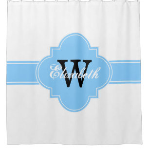 Sky Blue Wht Marokkaans #5 Chevron 1IQRN Douchegordijn