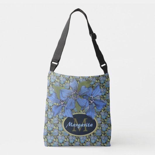 Sky Blue Wildflower Monogram Delight Crossbody Tas (Voorkant)