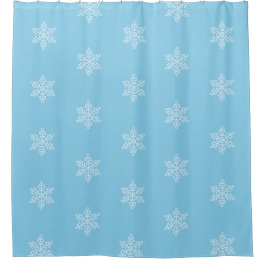 Sky Blue Winter Snowflakes Douchegordijn (Voorkant)