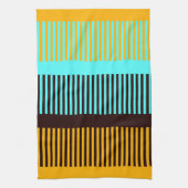 Sky Blue Yellow Brown Stripes Theedoek (Verticaal)