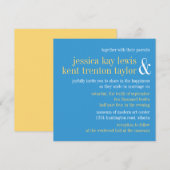Sky blue yellow typografie modern koppel bruiloft kaart (Voorkant / Achterkant)