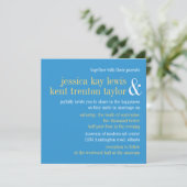 Sky blue yellow typografie modern koppel bruiloft kaart (Staand voorkant)
