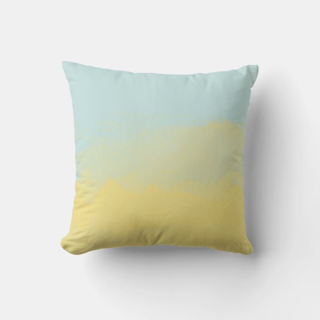 Sky Blue Yellow Waterverf schilderende kunst Moder Kussen (Voorkant)