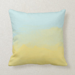 Sky Blue Yellow Waterverf schilderende kunst Moder Kussen