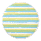 Sky Blue Yellow Waterverf Stripes Keramische Knop (Voorkant)