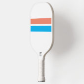 Sky Blue Zalm Racing Stripes Witte Achtergrond Pickleball Paddle (Links)