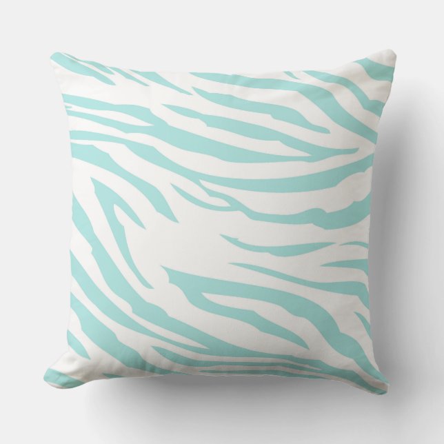 Sky Blue Zebra Print Kussen (Voorkant)