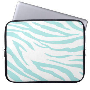 Sky Blue Zebra Print Laptop Sleeve