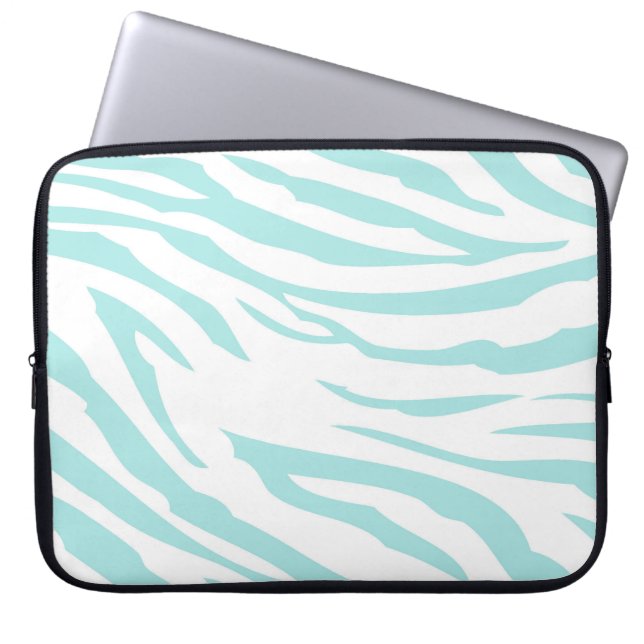 Sky Blue Zebra Print Laptop Sleeve (Voorkant)