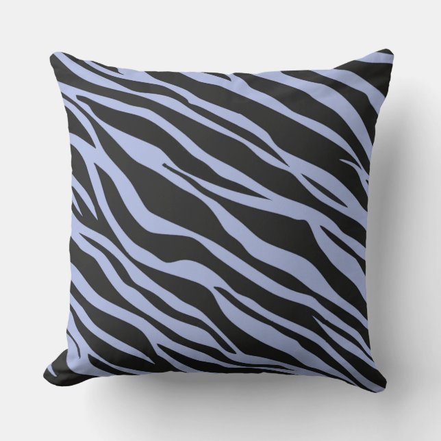 Sky Blue Zebra Striped Kussen (Voorkant)