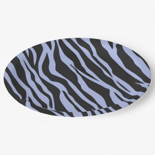 Sky Blue Zebra Striped Papieren Bordje (Gekanteld)