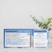 Sky Boarding Pass Weddingticket-uitnodiging met RS Kaart (Staand voorkant)