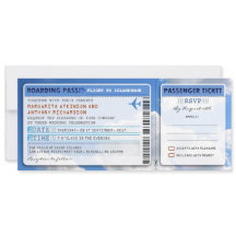 Sky Boarding Pass Weddingticket-uitnodiging met RS