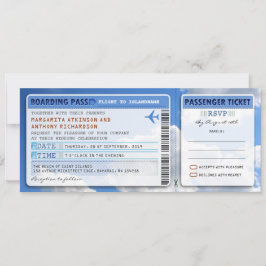 Sky Boarding Pass Weddingticket-uitnodiging met RS Kaart