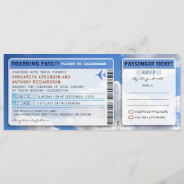 Sky Boarding Pass Weddingticket-uitnodiging met RS Kaart