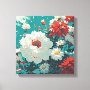 Sky Bouquet: Een dromerige bloemschikken Canvas Afdruk