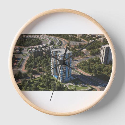 Sky Building Wandklok – Moderne Tijdmeter (Voorkant)