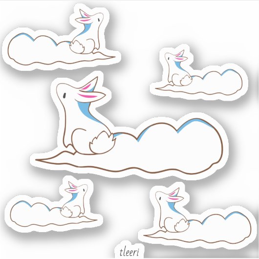 Sky Bunny - Simple Stylized Drawing Sticker (Voorkant)
