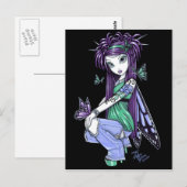 "Sky" Butterfly Roos Fairy Briefkaart (Voorkant / Achterkant)