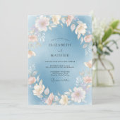 Sky Champagne Bloom Bruiloft Kaart (Staand voorkant)