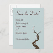 Sky Cherry Blossom Bewaar de datum Aankondigingskaart (Voorkant / Achterkant)