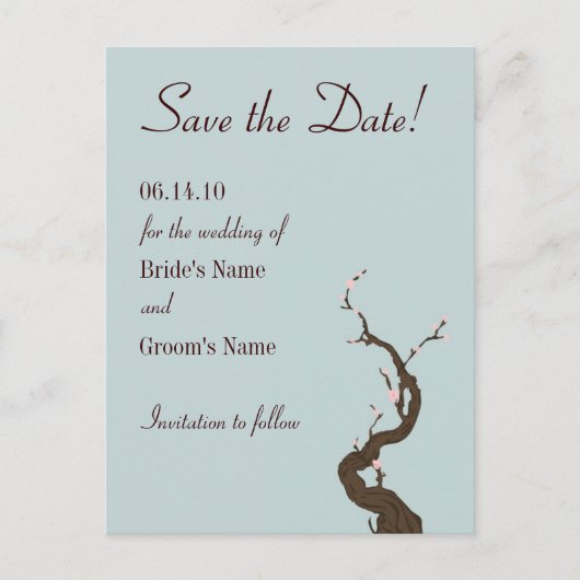 Sky Cherry Blossom Bewaar de datum Aankondigingskaart (Voorkant)