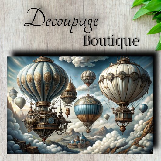 Sky City Airships Decoupage Tissuepapier