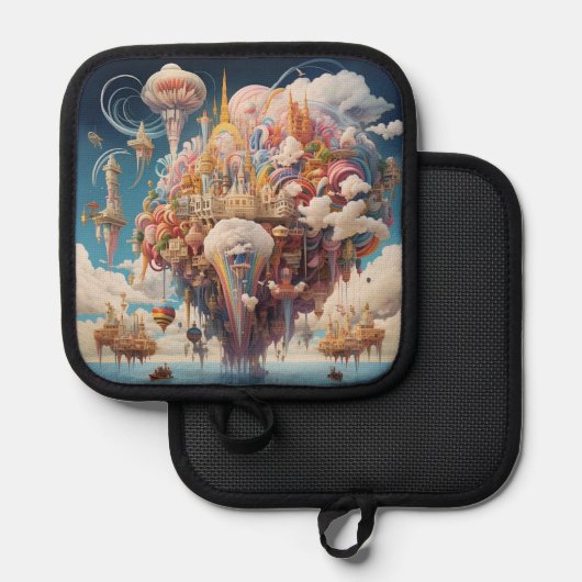 Sky City Potholder - Levendige kleur & opbeurende Pannenlap (Voorkant / Achterkant)