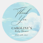 Sky Clouds Blue Baby shower Hartelijk dank Ronde Sticker (Voorkant)