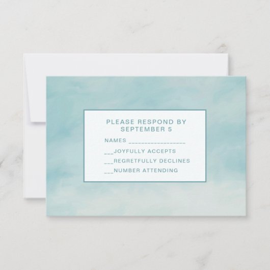 Sky Clouds Blue RSVP Card Baby Boy Pastel (Voorkant)