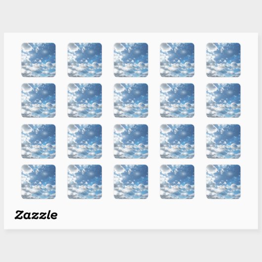 Sky Clouds Sparkles Vierkante Sticker (Vel)