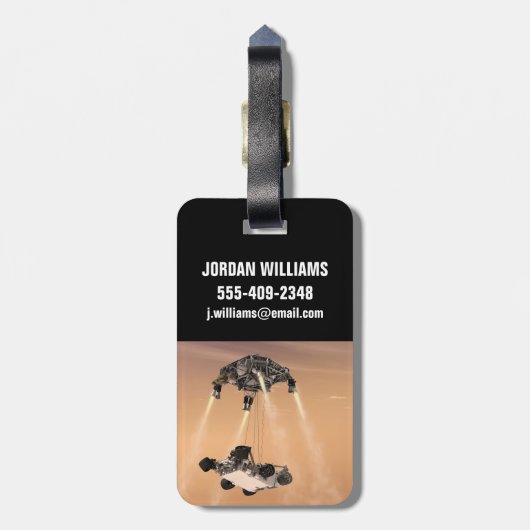 Sky Crane manoeuvre tijdens Curiosity's Mars afdal Bagagelabel (Achterkant verticaal)