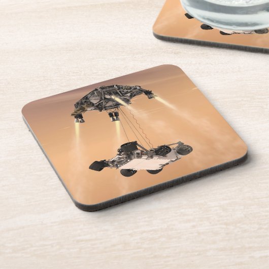 Sky Crane manoeuvre tijdens Curiosity's Mars afdal Bier Onderzetter (Linkerzijde)