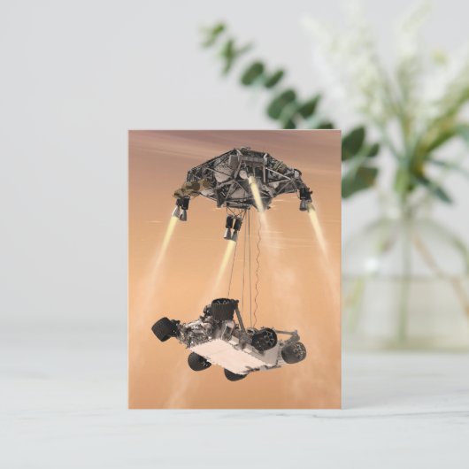 Sky Crane manoeuvre tijdens Curiosity's Mars afdal Briefkaart (Staand voorkant)