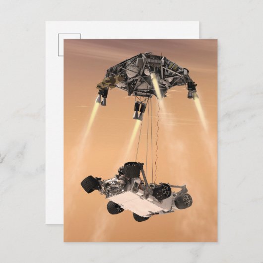 Sky Crane manoeuvre tijdens Curiosity's Mars afdal Briefkaart (Voorkant / Achterkant)
