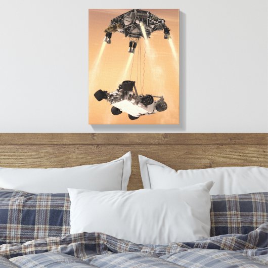 Sky Crane manoeuvre tijdens Curiosity's Mars afdal Canvas Afdruk (Insitu (Slaapkamer))