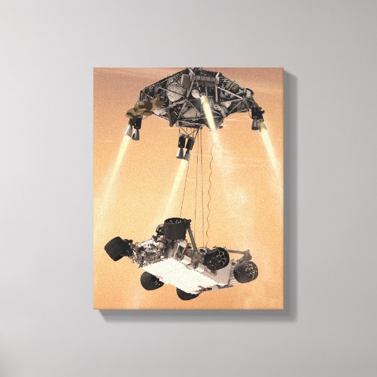 Sky Crane manoeuvre tijdens Curiosity's Mars afdal Canvas Afdruk (Voorkant)