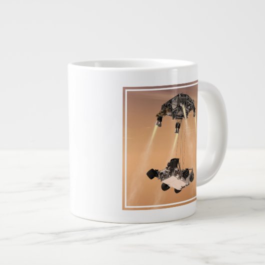 Sky Crane manoeuvre tijdens Curiosity's Mars afdal Grote Koffiekop (Voorkant rechts)