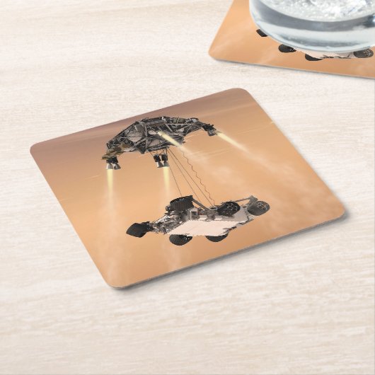 Sky Crane manoeuvre tijdens Curiosity's Mars afdal Kartonnen Onderzetters (Schuin)