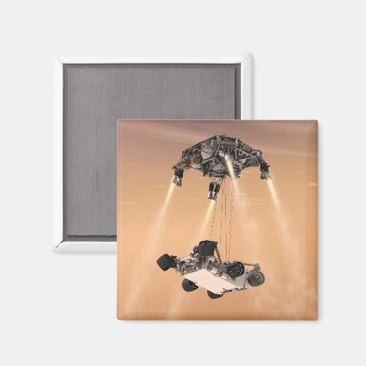 Sky Crane manoeuvre tijdens Curiosity's Mars afdal Magneet (Voorkant / Achterkant)