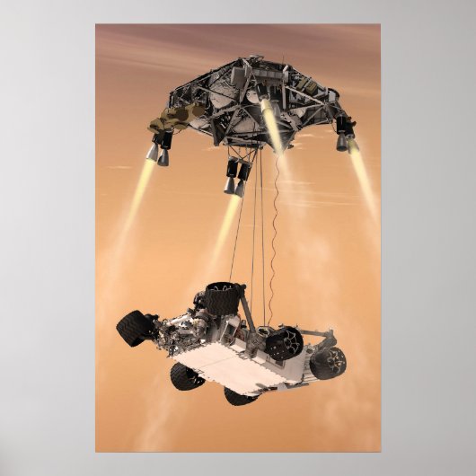 Sky Crane manoeuvre tijdens Curiosity's Mars afdal Poster (Voorkant)