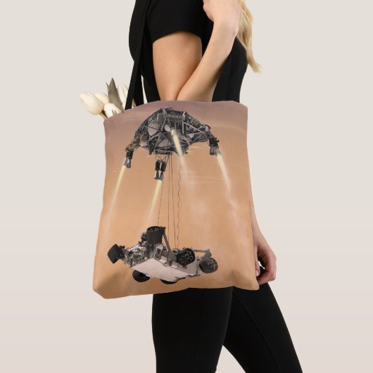 Sky Crane manoeuvre tijdens Curiosity's Mars afdal Tote Bag (Dichtbij)