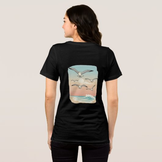 “Sky Dance Seagulls – Beach Freedom Tee” Tri-Blend Shirt (Achterkant volledig)