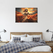 Sky Dancer Portret van een vrouw Zijde Jurk Canvas Afdruk (Insitu (Slaapkamer))