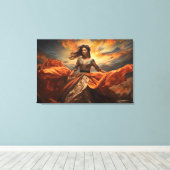 Sky Dancer Portret van een vrouw Zijde Jurk Canvas Afdruk (Insitu (Houten vloer))