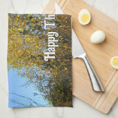 Sky Dancing Autumn Leaves - Aangepaste Thanksgivin Theedoek (Quarter Fold)