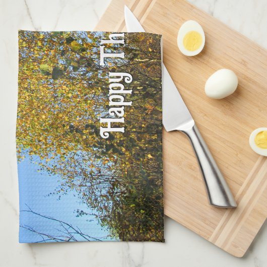 Sky Dancing Autumn Leaves - Aangepaste Thanksgivin Theedoek (Quarter Fold)