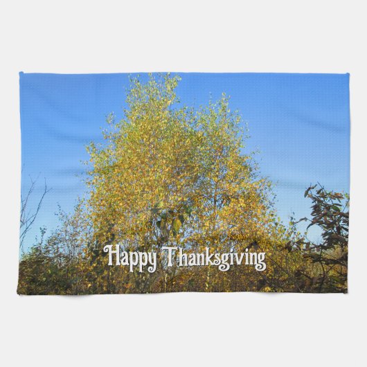 Sky Dancing Autumn Leaves - Aangepaste Thanksgivin Theedoek (Horizontaal)